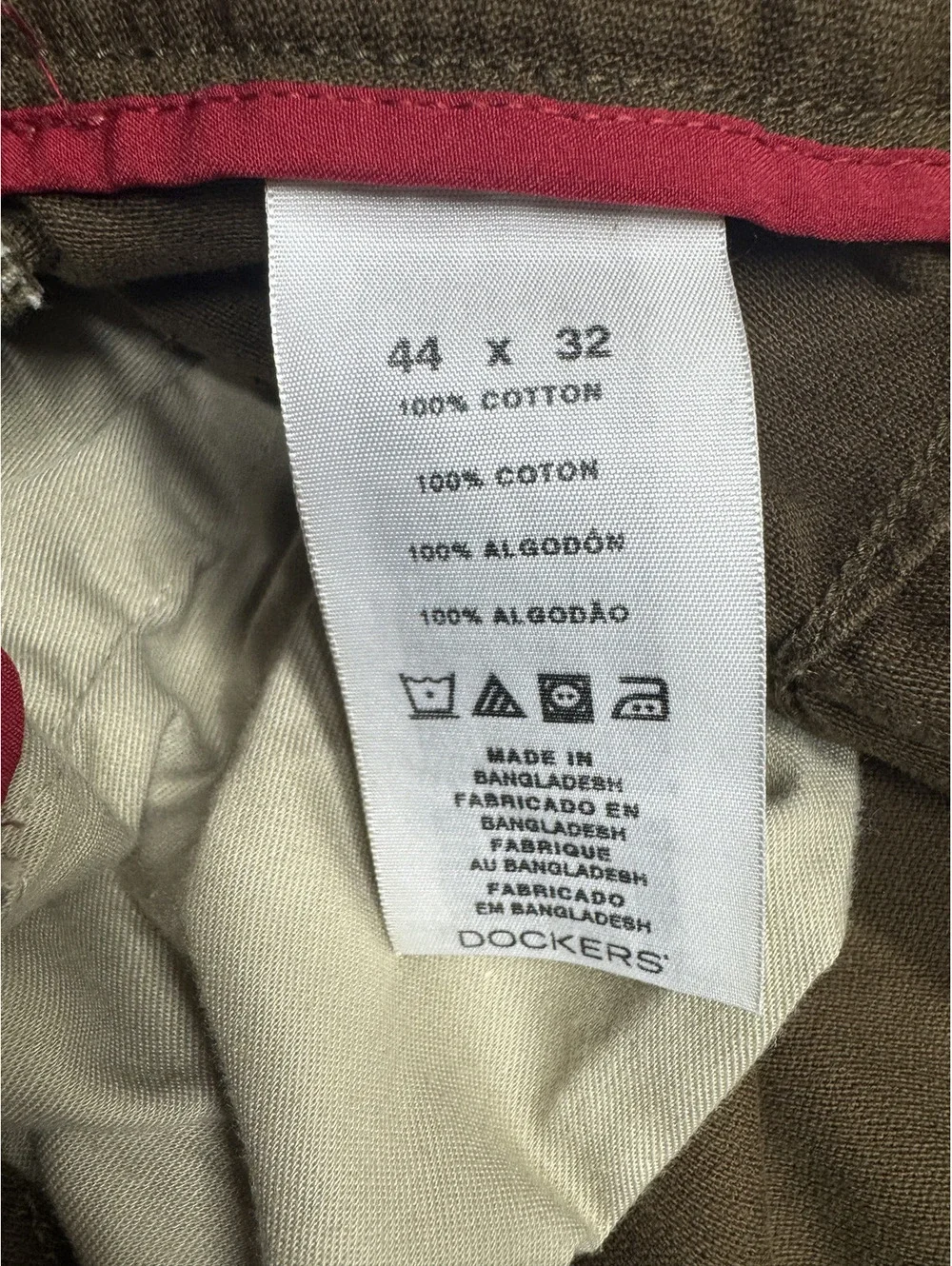 Dockers Mens D3 Classic Fit Cotton Solid Cargo Pants 44x32 Brown Casual Work